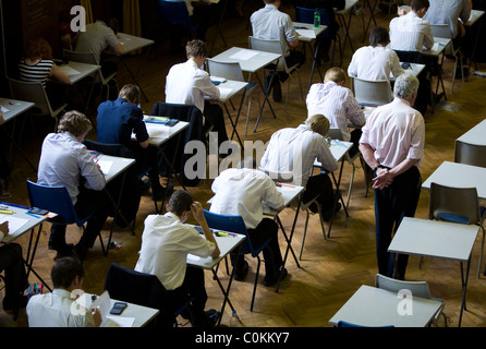 Pupils fill an exam hall to take a GCSE exam at Maidstone Grammar school in Maidstone, Kent, U.K.