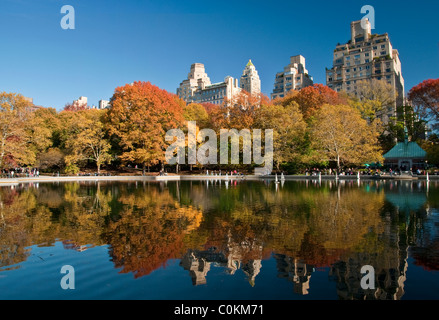 The Model Boat Pond, also known as the Conservatory Water, in Central Park, NYC Stock Photo