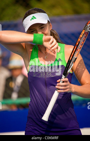 Daniela Hantuchova (SVK) plays in the final round against Sara Errani in PTT Pattaya Open in Pattaya, Thailand Stock Photo