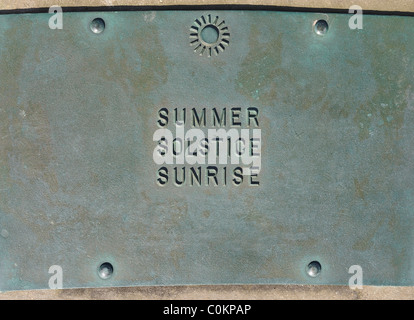 Details of the Euroscope - a plaque marking Britain's most easterly point, Ness Point, Lowestoft, Suffolk, UK Stock Photo