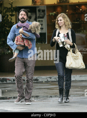 Dave Grohl has a stroll in Bel-Air with daughter Violet Maye Grohl and second wife Jordym Blum Los Angeles, California - Stock Photo