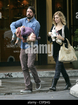 Dave Grohl has a stroll in Bel-Air with daughter Violet Maye Grohl and second wife Jordym Blum Los Angeles, California - Stock Photo