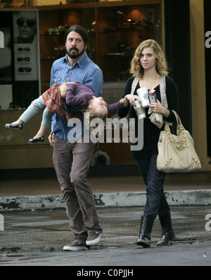 Dave Grohl has a stroll in Bel-Air with daughter Violet Maye Grohl and second wife Jordym Blum Los Angeles, California - Stock Photo