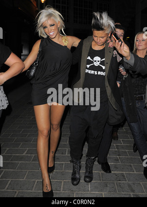 Jodie Marsh and her girlfriend Nina, leaving Chinawhite nightclub London, England - 13.11.08 Will Stock Photo