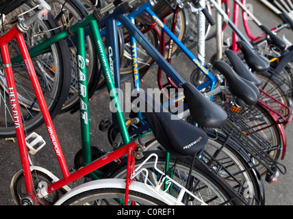 Bicycle saddles , Finland Stock Photo
