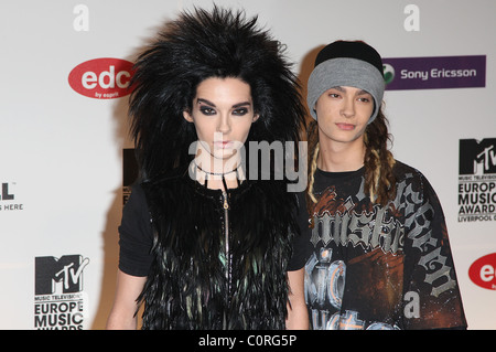 Bill Kaulitz and Tom Kaulitz of Tokio Hotel, MTV Europe Music Awards 2008 held at the Echo Arena - Arrivals Liverpool, England Stock Photo