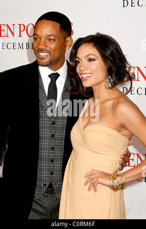 Will Smith and Rosario Dawson Los Angeles Premiere of 'Seven Pounds' held at the Mann Village Theatre Westwood, California - Stock Photo