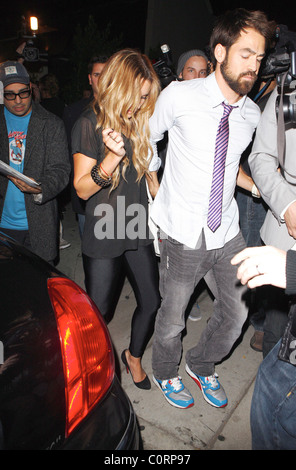 Lauren Conrad leaves Crown bar with a mystery male Los Angeles, California - 03.12.08 Stock Photo