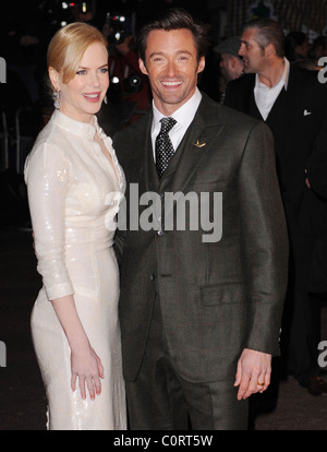 Nicole Kidman and Hugh Jackman The UK Premiere of 'Australia' held at the Odeon Leicester Square - Arrivals London, England - Stock Photo