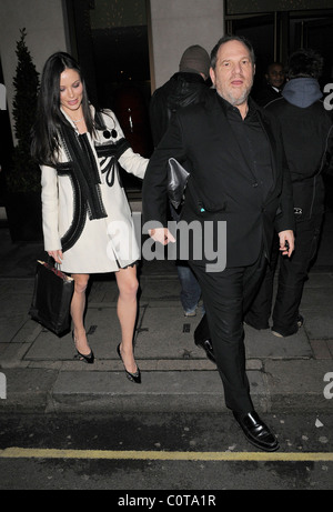 Harvey Weinstein and his wife Georgina Chapman leaving the Mayfair Hotel London, England - 15.12.08 Will Stock Photo