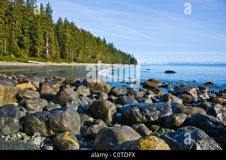 A remote wilderness beach on the south-west coast of Vancouver Island, Canada Stock Photo