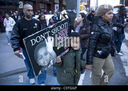 Feb. 27, 2011 'Don't Shoot New York' march to get guns and violence out of our neighborhoods along 42nd Street in New York City Stock Photo