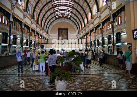 The interior of the French built General Post Office in Saigon (Ho Chi Minh CIty), Vietnam Stock Photo