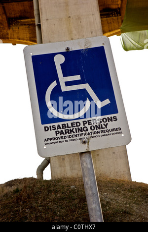 Disabled persons parking space sign Stock Photo