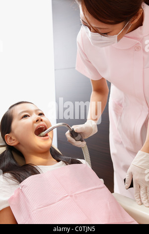 Girl Undergoing Dental Examination Stock Photo