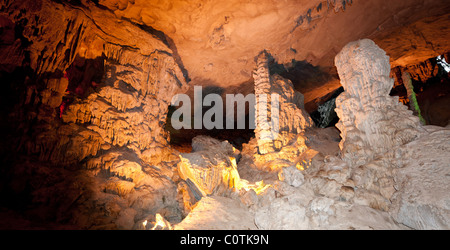 Hang Sung Sot Cave (Surprise Grotto) of Ha Long Bay Stock Photo