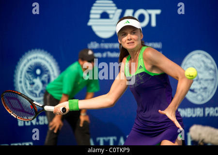 Daniela Hantuchova (SVK) plays in the final round against Sara Errani of Italy at 2011 PTT Pattaya Open Stock Photo