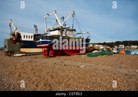 Fishing Boats On The Stade Hastings East Sussex England Stock Photo