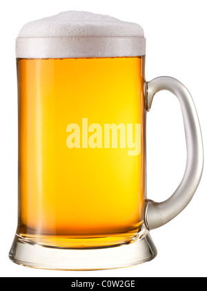 Beer glass on a white background. With Clipping Path. Stock Photo