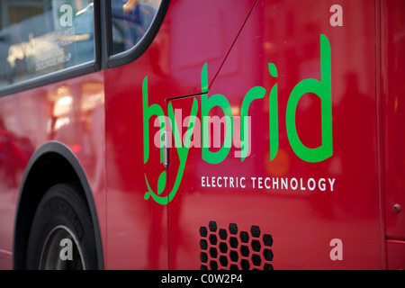 London bus running on hybrid electric-diesel technology Stock Photo