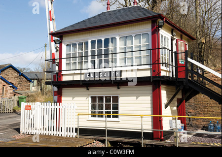 Traditional railway signal box on the Carlisle to Settle railway Stock Photo