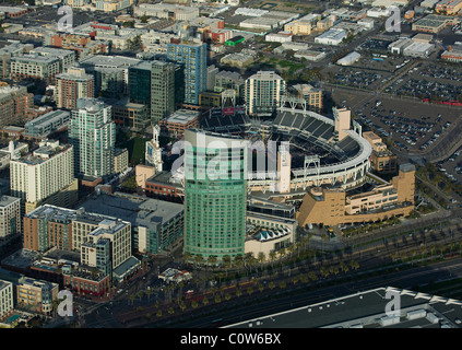 aerial view above Petco Park open air ballpark San Diego California Stock Photo