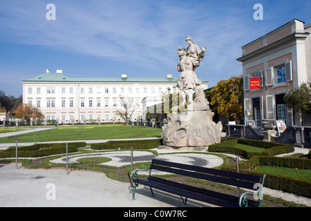 Mirabell garden in Salzburg, Austria. Classic Eouropean architecture with palace and garden. Stock Photo