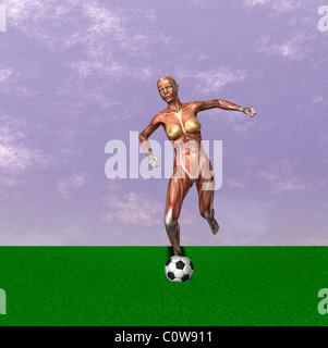 muscle woman playing soccer Stock Photo - Alamy