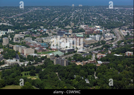 aerial view above medical campus Cleveland Clinic Ohio Stock Photo