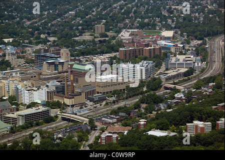 aerial view above medical campus Cleveland Clinic Ohio Stock Photo