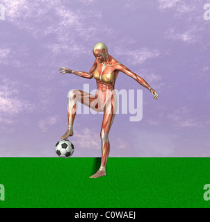 muscle woman playing soccer Stock Photo - Alamy