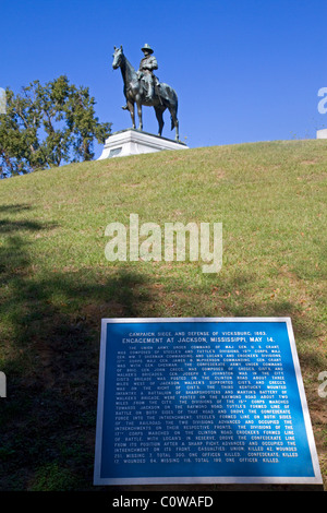 General Grant Statue at Grant's Headquarters within the National Military Park in Vicksburg, Mississippi, USA. Stock Photo