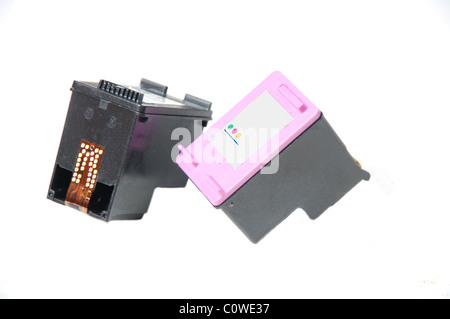 jet printer cartridges over white background Stock Photo
