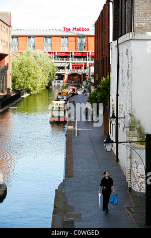 Boats at Gas street canal near the Mailbox, Birmingham, England, UK. Stock Photo