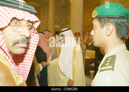 THE NEW KING OF SAUDI ARABIA, KING ABDULLAH AND CROWN PRINCE SULTAN RECEIVES guests at the Royal Palace after King Fahd's death. Stock Photo