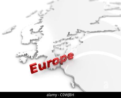 3d illustration, Europe region map. on white. Stock Photo