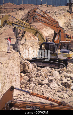 riyadh, saudi arabia -- the foundation to the kingdom tower begins. Stock Photo