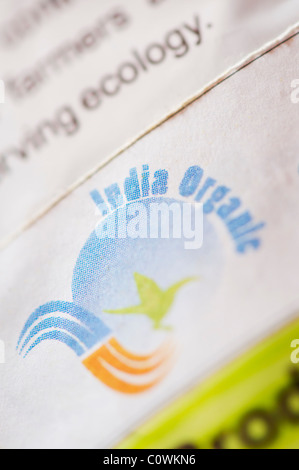 Organic lifestyle food label. India Stock Photo