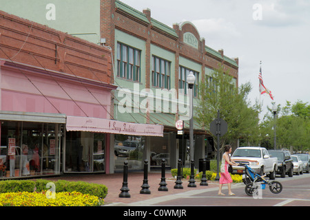 Florida Seminole County,Orlando,Sanford,First 1st Street,renovated,restored,historic downtown district,adult adults woman women female lady,mother mom Stock Photo