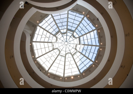 Interior ceiling and skylight in the Guggenheim gallery in New York Stock Photo
