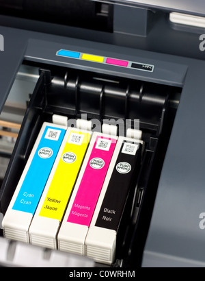 close up of CMYK ink tank on printer Stock Photo - Alamy