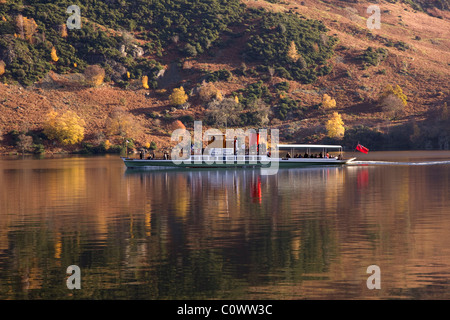 Lady of the Lake Steamer travelling between Glenridding and Howtown on the Ullswater Way, Lake District, Cumbria, England, UK Stock Photo