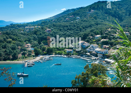 Overview of Harbour at Agios Stefanos, Corfu, Greece Stock Photo