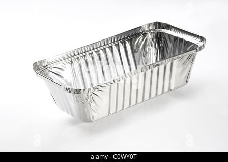 Silver foil food container. Stock Photo
