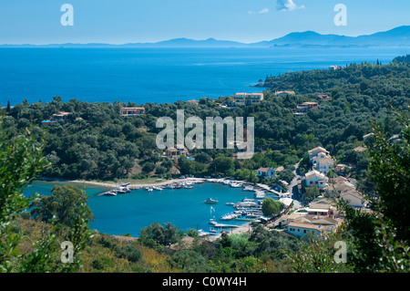 Overview of Harbour at Agios Stefanos, Corfu, Greece Stock Photo