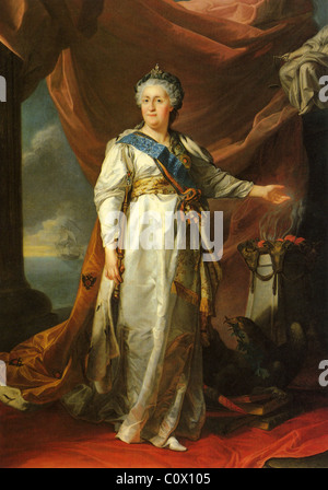 CATHERINE THE GREAT (1729-1796)  Empress of All the Russias painted by Johann-Baptist Lampi the Elder in 1793 Stock Photo