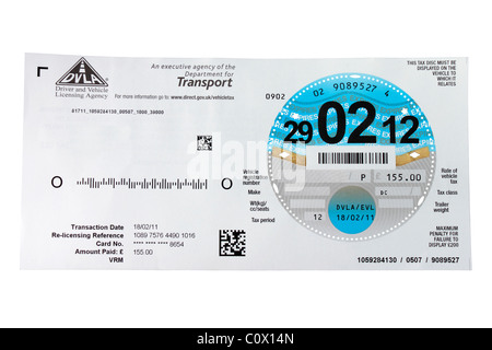 UK Tax Disc Stock Photo