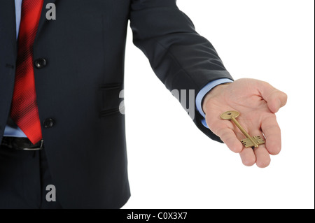 businessman gives the key Stock Photo