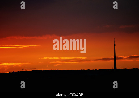 Sunset Emley TV Mast Stock Photo