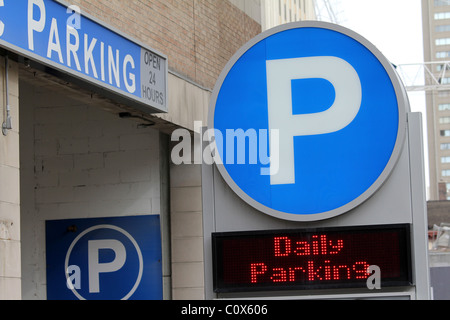 Entrance to underground parking garage Stock Photo